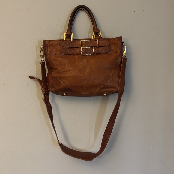 Rachel Zoe Brown Leather Satchel Tote Bag with Detachable Crossbody Strap - Picture 2 of 12
